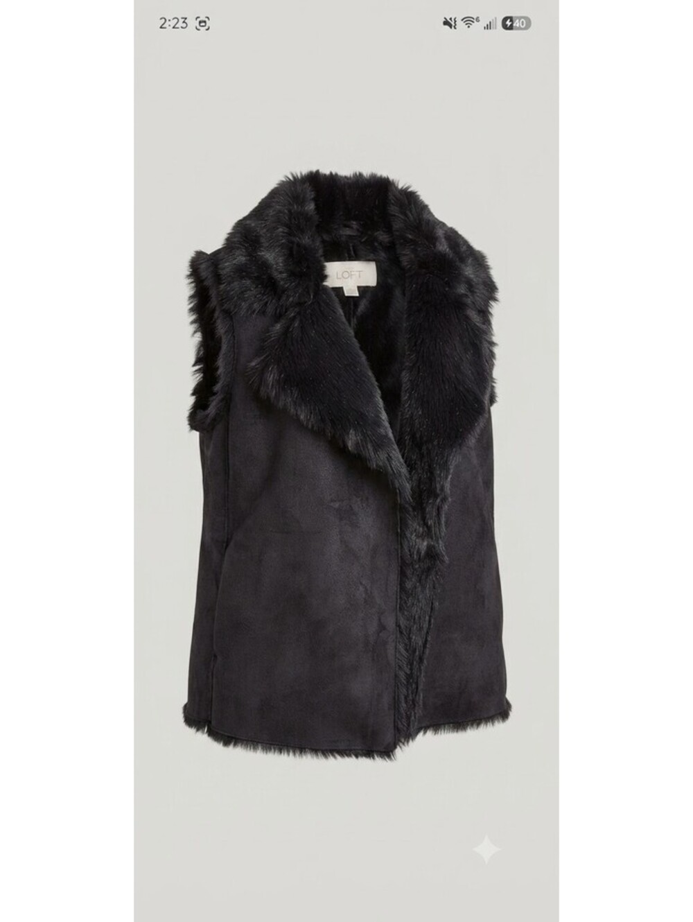 LOFT Women's Large Suede Faux Fur Reversible Black Vest